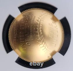 2014 W $5 West Point Baseball HOF NGC MS70.900 Gold 1/4oz Pièce commémorative