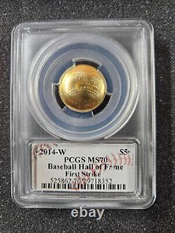 2014-W BASEBALL HALL OF FAME $5 Or Commémoratif PCGS MS70 Cassie Mcfarlane