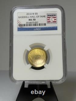 2014-W Baseball Hall of Fame 5 $ NGC MS 70 Or Moderne Commémorative