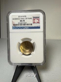 2014-W Baseball Hall of Fame 5 $ NGC MS 70 Or Moderne Commémorative