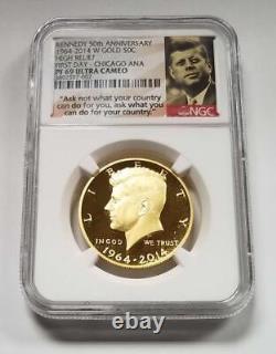 2014-W Kennedy Or 50 c NGC PF 69 UCAM 50ème Anniversaire Commemoratif