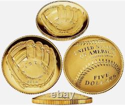 2014 W National Baseball Hall of Fame Or ? PREUVE Pièce de 5 $ HOF Monnaie des États-Unis