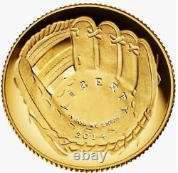 2014 W National Baseball Hall of Fame Or ? PREUVE Pièce de 5 $ HOF Monnaie des États-Unis