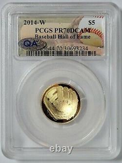 2014-w $5 Baseball Hall Of Fame Proof Cinq Dollar Gold Coin Pcgs Pr70 Dcam Avecqa