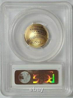 2014-w $5 Baseball Hall Of Fame Proof Cinq Dollar Gold Coin Pcgs Pr70 Dcam Avecqa