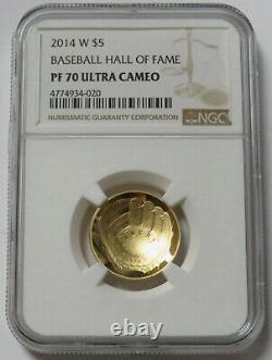 2014-w Baseball $5 Hall Of Fame Gold Us Proof Coin Ngc Pf 70 Uc