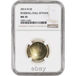 2014-w Us Gold 5 $ National Baseball Hall Of Fame Commemorative Bu Ngc Ms70