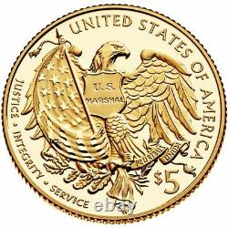 2015 Us Marshals Service 225th Anniversary Gem Proof 5 $ Pièce D'or Low Mintage