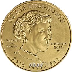 2015-W Première Dame Or $10 Mamie Eisenhower 1/2 Once. 9999 Fines Capsule EN STOCK