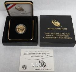 2015 W Preuve Or $5 Us Marshals Preuve Commémorative Ogp Sr1