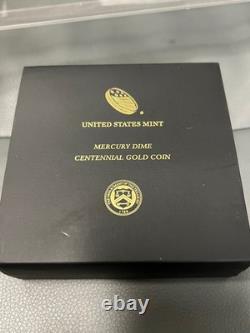 2016 1/10 oz. 999 OR FIN MERVEILLEUX Dime Centenaire Pièce en Or 10C USA avec Boîte et Certificat d'Authenticité