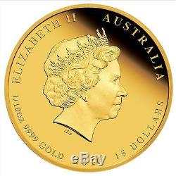 2016 Australian Année Lunaire Du Singe 1/10 Oz Preuve D'or 15 $ Coin Australie