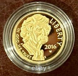 2016 Mark Twain Commemorative $5 Gold Proof Coin Certificat D'authenticité