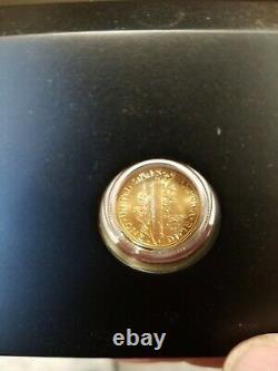2016 Mercury Dime Centennial Gold Coin En Boîte Avec Coa 99.99% Gold West Point