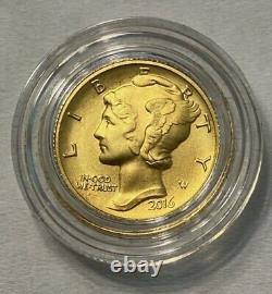 2016 Mercury Dime Gold Centennial Coin, Boîte D'affichage Parfaite En Menthe