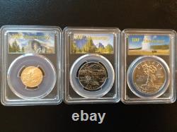 2016 Service des Parcs Nationaux Or 5 $ + Argent 1 $ + Demi Premier Coup MS70 ENSEMBLE