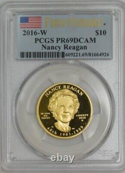 2016-W 10 $ Première frappe de l'épouse Nancy Reagan en or PR69 DCAM PCGS 935990-13
