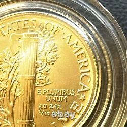 2016-W 1/10 oz Or Gold Mercury Dime Centennial (avec OGP) Pièce Rare et Magnifique