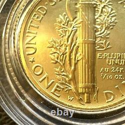 2016-W 1/10 oz Or Gold Mercury Dime Centennial (avec OGP) Pièce Rare et Magnifique