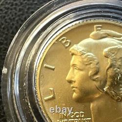 2016-W 1/10 oz Or Gold Mercury Dime Centennial (avec OGP) Pièce Rare et Magnifique
