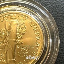 2016-W 1/10 oz Or Gold Mercury Dime Centennial (avec OGP) Pièce Rare et Magnifique