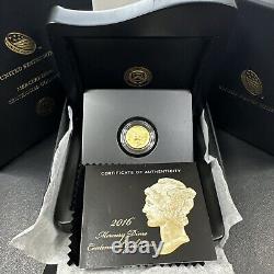 2016-W 1/10 oz Or Gold Mercury Dime Centennial (avec OGP) Pièce Rare et Magnifique