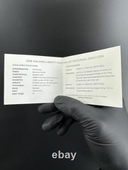 2016-W 1/2 oz Pièce de 50 cents Walking Liberty Centenaire (avec OGP) avec BOÎTE et COA