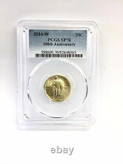 2016 W 1/4 Oz. Standing Liberty Gold Quarter Pcgs Sp70 100th Anniversary