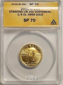 2016 W 1/4 Oz Standing Liberty Quarter Commem Centennial Gold Coin Anacs Sp70