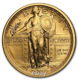 2016-W 1/4 oz Pièce d'or de 25 cents Liberty debout - Centenaire (avec OGP)