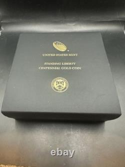 2016-W 1/4 oz Pièce d'or de 25 cents Liberty debout - Centenaire (avec OGP)