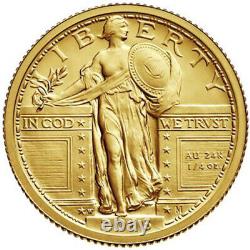 2016-W 1/4 oz Pièce de 25 cents American Gold Standing Liberty (Boîte, Certificat d'Authenticité)