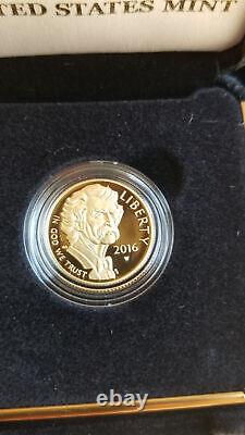 2016 W $5 Gold Mark Twain Proof Coin Avec Ogp Et Coa