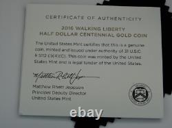 2016-W Dollar en Argent Walking Liberty 1/2 oz Or Commémoratif Boîte COA Monnaie des États-Unis