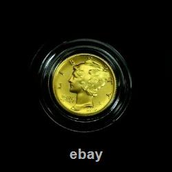 2016 W Mercury Dime 1/10 Oz Centennial Gold Coin Coa & Box