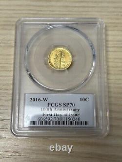 2016-W PCGS 1/10 Or Mercury Dime Commémorative SP70 FDOI Signé par Weinman