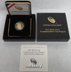 2016 W Preuve Or 5 $ Mark Twain Preuve Commemorative OGP 16ch