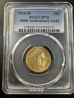 2016-W Quart de dollar en or debout Liberty SP-70 PCGS 100e anniversaire MS 70 TOP POP