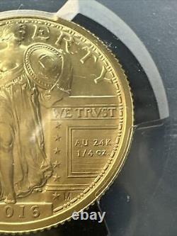2016-W Quart de dollar en or debout Liberty SP-70 PCGS 100e anniversaire MS 70 TOP POP