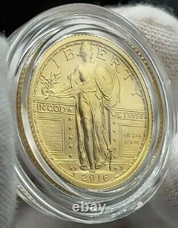 2016 W Standing Liberty Centennial Gold Coin 1/4 Oz. 9999 Quartier Or 16xc