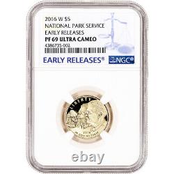 2016 W US Gold $5 National Park Service Commemorat Proof NGC PF69 Early Releases	
<br/>
2016 W US Gold $5 Parc National Service Commémoratif Preuve NGC PF69 Premières Émissions