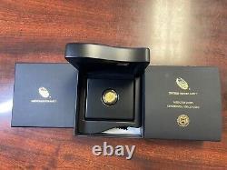 2016 W US Or Mercury Dime Centenaire Pièce en Or 1/10 oz avec Boîte de Frappe et Certificat d'Authenticité