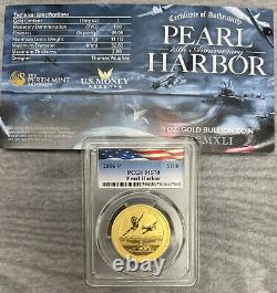 2016-p 100 $ Pearl Harbor Perth Mint 1 Oz. 9999 Pièce D'or Pcgs Ms70