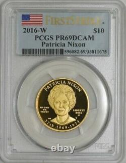2016-w $10 Patricia Nixon Première Grève Conjoint Or Pr69 Dcam Pcgs 935296-3