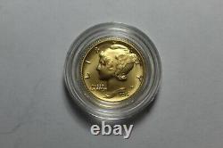 2016-w 1/10 Oz. 9999 Gold Centennial Mercury Dime Coin With Box & Coa