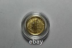 2016-w 1/10 Oz. 9999 Gold Centennial Mercury Dime Coin With Box & Coa
