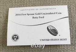 2016-w 1/2 Oz Gold Betty Ford Premier Conjoint Pièce Non Circulée (avec Box & Coa)