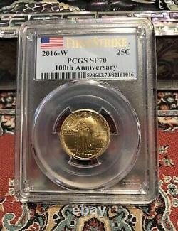 2016-w 3 Coin Set Centennial Gold Coins Pcgs Sp70 Première Strike 100e Anniversaire