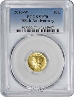 2016-w Mercury Dime Centennial Gold Coin Sp70 Pcgs
