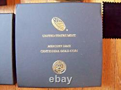 2016-w Mercury Dime Centennial Gold Coin Us Avec Emballage À La Menthe D'origine